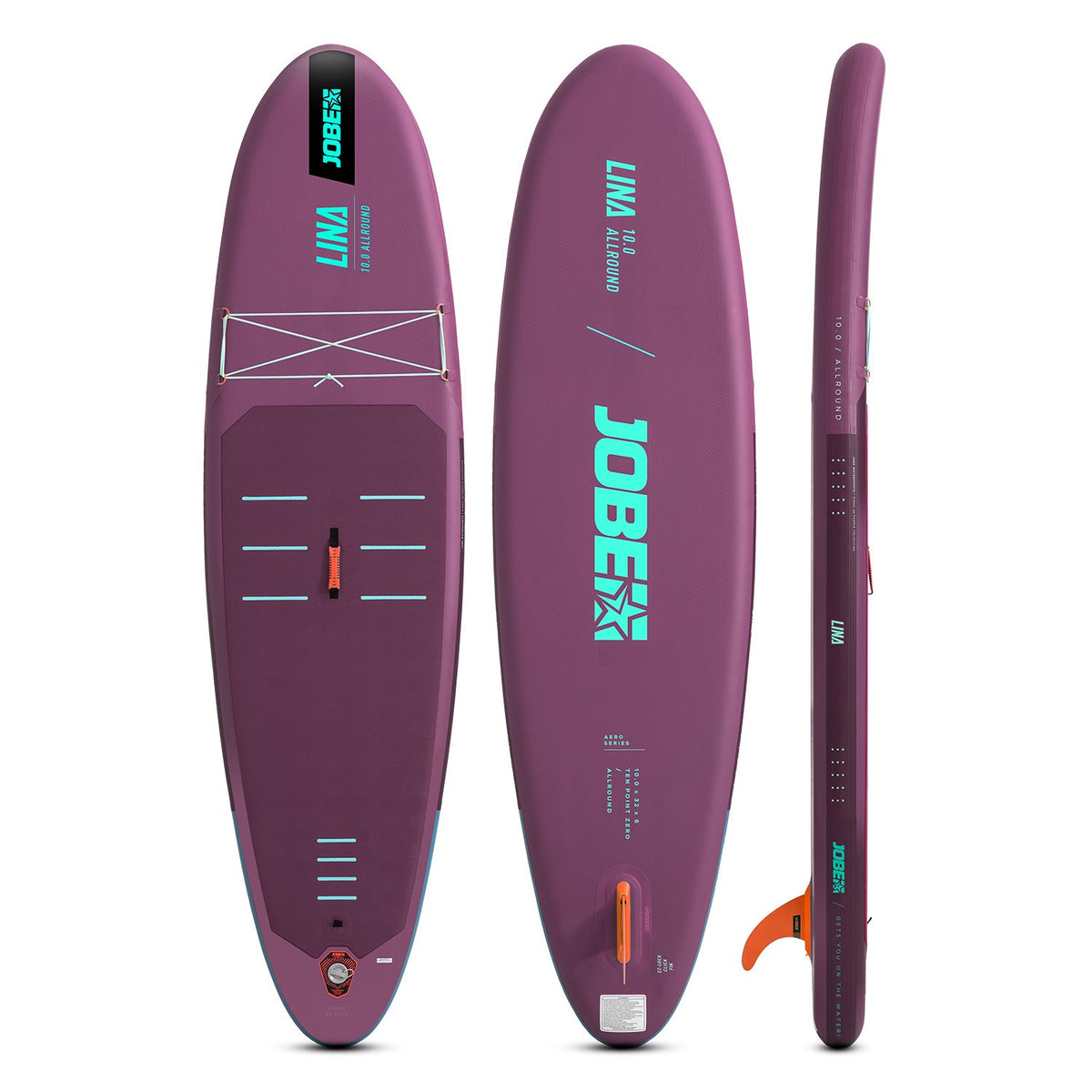 Outdoor Hub Limited Jobe Aero Lina SUP Lite Board 10.0 package with paddle and accessories on water for stand-up paddleboarding.