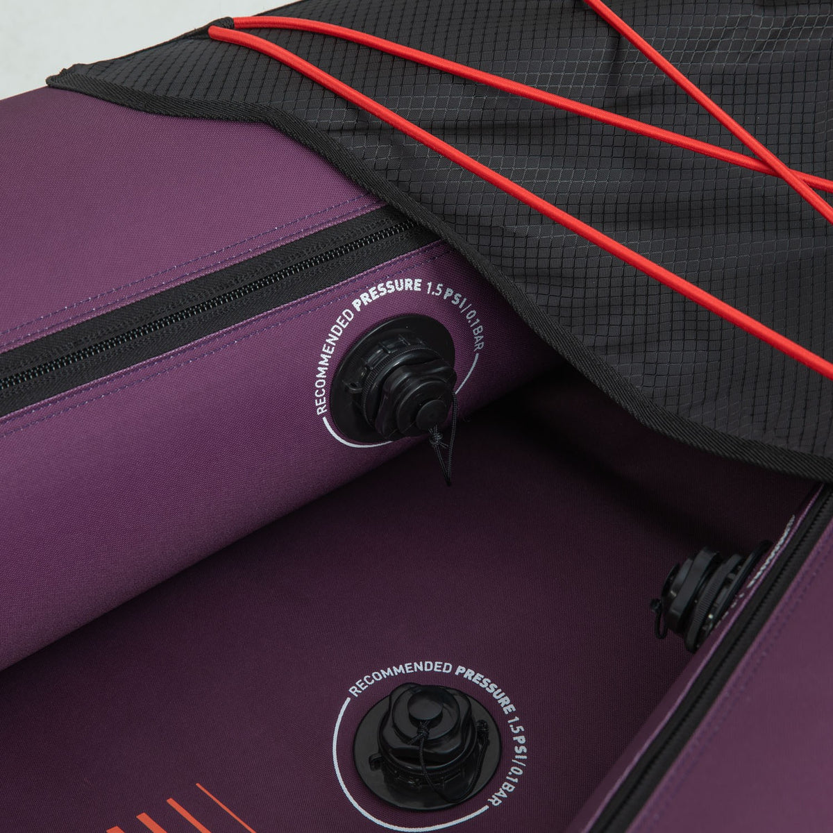 Purple Jobe Croft Inflatable Kayak by Outdoor Hub Limited, shown inflated with seating and paddles ready for water adventure.