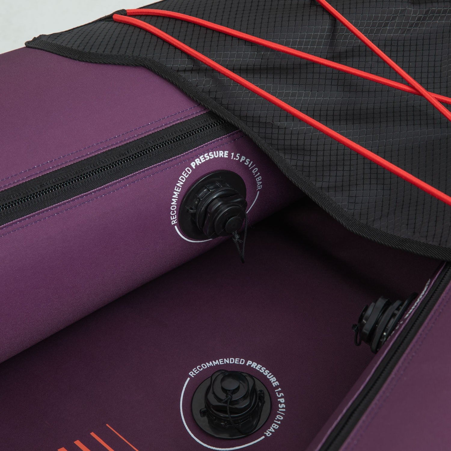 Purple Jobe Croft Inflatable Kayak by Outdoor Hub Limited, shown inflated with seating and paddles ready for water adventure.