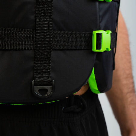Jobe Dual Vest in lime green, outdoor water sports life vest by Outdoor Hub Limited, with adjustable straps and buoyancy panels.