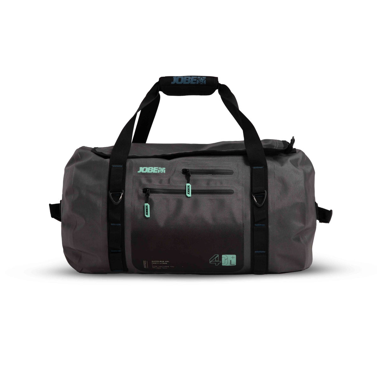 Grey Jobe water-repellent duffle bag from Outdoor Hub Limited with sturdy handles and durable fabric for travel and outdoor use.