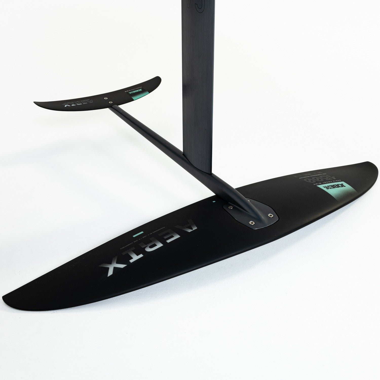 Jobe Gravix Wakefoil Set with black and silver foil, carbon fiber mast, and handle, designed for wakeboarding and water sports.