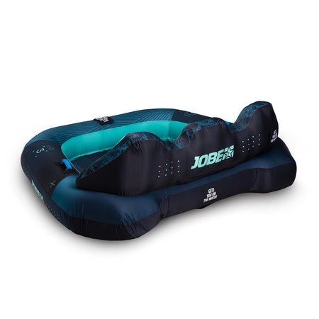 Three-person Jobe Proton towable boat by Outdoor Hub Limited, featuring bright orange inflatable tubes and a sturdy seating area.