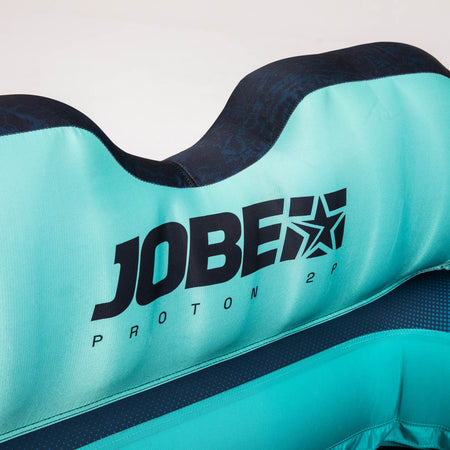 Jobe Proton towable for two people on water, featuring bright orange and blue inflatable design by Outdoor Hub Limited.