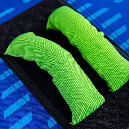 Two-person Jobe Ridge towable tube designed for outdoor water fun, featuring bright colors and sturdy handles.